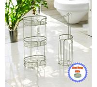 Showerdrape Dante Sage Green Freestanding Floor Caddy And Toilet Roll Holder