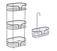 Showerdrape Dante Sage Green Freestanding Floor Caddy & Mini Shower Caddy in Grey Showerdrape Grey