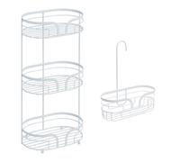 Showerdrape Dante White Freestanding Floor Caddy And Mini Shower Caddy