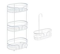 Showerdrape Dante White Freestanding Floor Caddy and Mini Shower Caddy