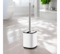 Showerdrape Echo Blue Steel Toilet Brush & Holder in White Showerdrape White