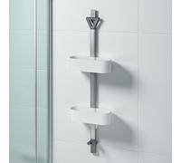 Showerdrape Elements Clear 2 Tier Basket Hanging Shower Caddy in White Showerdrape White