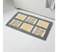 Showerdrape Fiore 100% Cotton Floral Bath Mat 800 x 500mm in Grey Showerdrape Grey