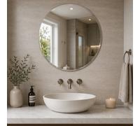 Showerdrape Fitzrovia Round Wall Mounted Frameless Bevelled Edge Bathroom Mirror 60 X 60Cm