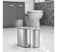 Showerdrape Fortuna 5L Soft Close Bathroom Pedal Bin And Toilet Brush Set In Satin Chrome
