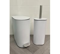 Showerdrape Fortuna 5L Soft Close Bathroom Pedal Bin And Toilet Brush Set In White