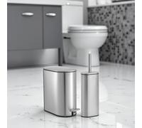 Showerdrape Fortuna 5L Soft Close Bathroom Pedal Bin & Toilet Brush Set in Satin Chrome in Silver Showerdrape Silver 5L