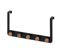 Showerdrape Gallery Over Door Hook (Matt Black) Hanger 5 Bamboo Hooks for Bathroom Bedroom Sturdy Metal Bathrobes Coat Hat Towels