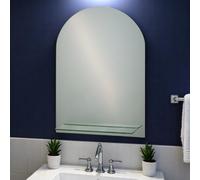 Showerdrape Greenwich Arched Oval Wall Mounted Frameless Bathroom Mirror With Vanity Shelf 70 X 50Cm