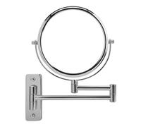 Showerdrape Lindos Wall Mounted Makeup Mirror, 1x/10x Magnifying Make Up Mirror, with Extension Arm, Shaving Mirror, Swivel, Double Sided Hotel Bathroom Mirror (Silver)