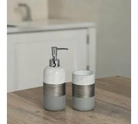 Showerdrape Luxe Bathroom Accessory Set - Soap Dispenser & Tumbler in Grey Showerdrape Grey