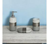 Showerdrape Luxe Grey/white 3 Piece Bathroom Accessory Set