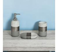 Showerdrape Luxe Grey/White 3 Piece Bathroom Accessory Set in Grey Showerdrape Grey