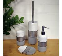 Showerdrape Luxe Grey/White 4 Piece Bathroom Accessory Set