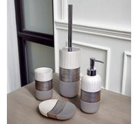 Showerdrape Luxe Grey/White Collection 4 Piece Bathroom Accessory Set in Grey Showerdrape Grey