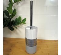 Showerdrape Luxe Grey/White Toilet Brush & Holder