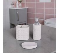 Showerdrape Maison Soft Green or White Shimmer 3 Piece Bathroom Accessory Set Showerdrape White