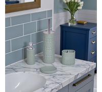 Showerdrape Maison Soft Green or White Shimmer 4 Piece Bathroom Accessory Set Showerdrape Green