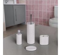 Showerdrape Maison Soft White Shimmer 4 Piece Bathroom Accessory Set