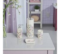 Showerdrape Meadow Wild Flowers Floral 4 Piece Bathroom Accessory Set in White Showerdrape White