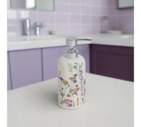 Showerdrape Meadow Wild Flowers Floral Liquid Soap Dispenser in White Showerdrape White