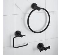 Showerdrape Modernity Black Steel Wall Mounted 3 Piece Bathroom Accessory Set