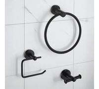 Showerdrape Modernity Black Steel Wall Mounted 3 Piece Bathroom Accessory Set Showerdrape Black