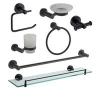 Showerdrape Modernity Black Steel Wall Mounted 7 Piece Bathroom Accessory Set
