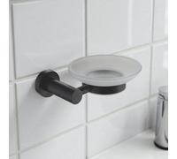 Showerdrape Modernity Black Steel Wall Mounted Frosted Glass Soap Dish