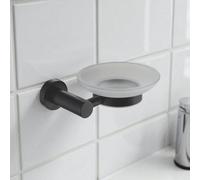 Showerdrape Modernity Black Steel Wall Mounted Frosted Glass Soap Dish Showerdrape Black