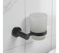 Showerdrape Modernity Black Steel Wall Mounted Frosted Glass Toothbrush Holder