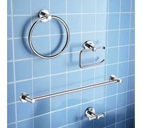 Showerdrape Modernity Chrome Stainless Steel Wall Mounted 4 Piece Bathroom Accessory Set in Silver Showerdrape Silver