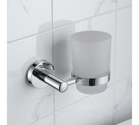 Showerdrape Modernity Chrome Steel Wall Mounted Frosted Glass Toothbrush Holder