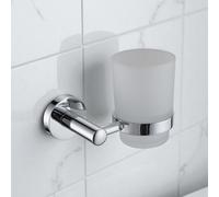 Showerdrape Modernity Chrome Steel Wall Mounted Frosted Glass Toothbrush Holder in Silver Showerdrape Silver