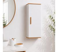 Showerdrape Nola Matt White & Bamboo Single Wall Bathroom Cabinet & 2 Piece Matching Accessory Set