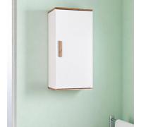 Showerdrape Nola Matt White & Bamboo Single Wall Bathroom Cabinet