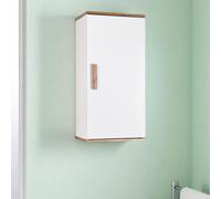 Showerdrape Nola Matt White & Bamboo Single Wall Bathroom Cabinet Showerdrape White