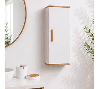 Showerdrape Nola White & Bamboo Wall Bathroom Cabinet with 2 Piece Accessory Set Showerdrape White