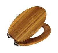 Showerdrape Norfolk Soft Close Beech Wooden Toilet Seat With Chrome Hinges in Light Brown Showerdrape Light Brown
