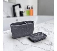 Showerdrape Octavia Bathroom Accessory Set - Soap Dish & Toothbrush Holder in Grey Showerdrape Grey