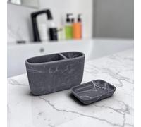 Showerdrape Octavia Grey Bathroom Accessory Set - Soap Dish & Toothbrush Holder
