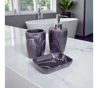 Showerdrape Octavia Grey Marble & Chrome 3 Piece Bathroom Accessory Set