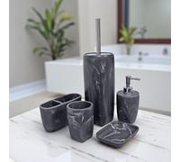 Showerdrape Octavia Grey Marble & Chrome 5 Piece Bathroom Accessory Set Showerdrape Grey
