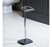 Showerdrape Octavia Grey Marble & Chrome Freestanding Toilet Roll Holder