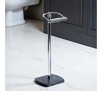 Showerdrape Octavia Grey Marble & Chrome Freestanding Toilet Roll Holder Showerdrape Grey