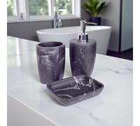 Showerdrape Octavia Marble & Chrome Collection 3 Piece Bathroom Accessory Set in Grey Showerdrape Grey