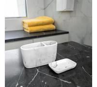 Showerdrape Octavia White Bathroom Accessory Set - Soap Dish & Toothbrush Holder