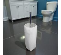 Showerdrape Octavia White Marble & Chrome Toilet Brush & Holder Showerdrape White