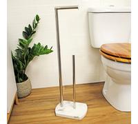 Showerdrape Octavia White Marble & Chrome Toilet Roll Holder & Spare Paper Holder Combination
