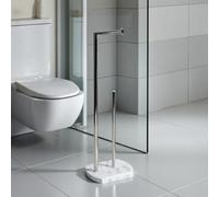 Showerdrape Octavia White Marble & Chrome Toilet Roll Holder & Spare Paper Holder Combination
